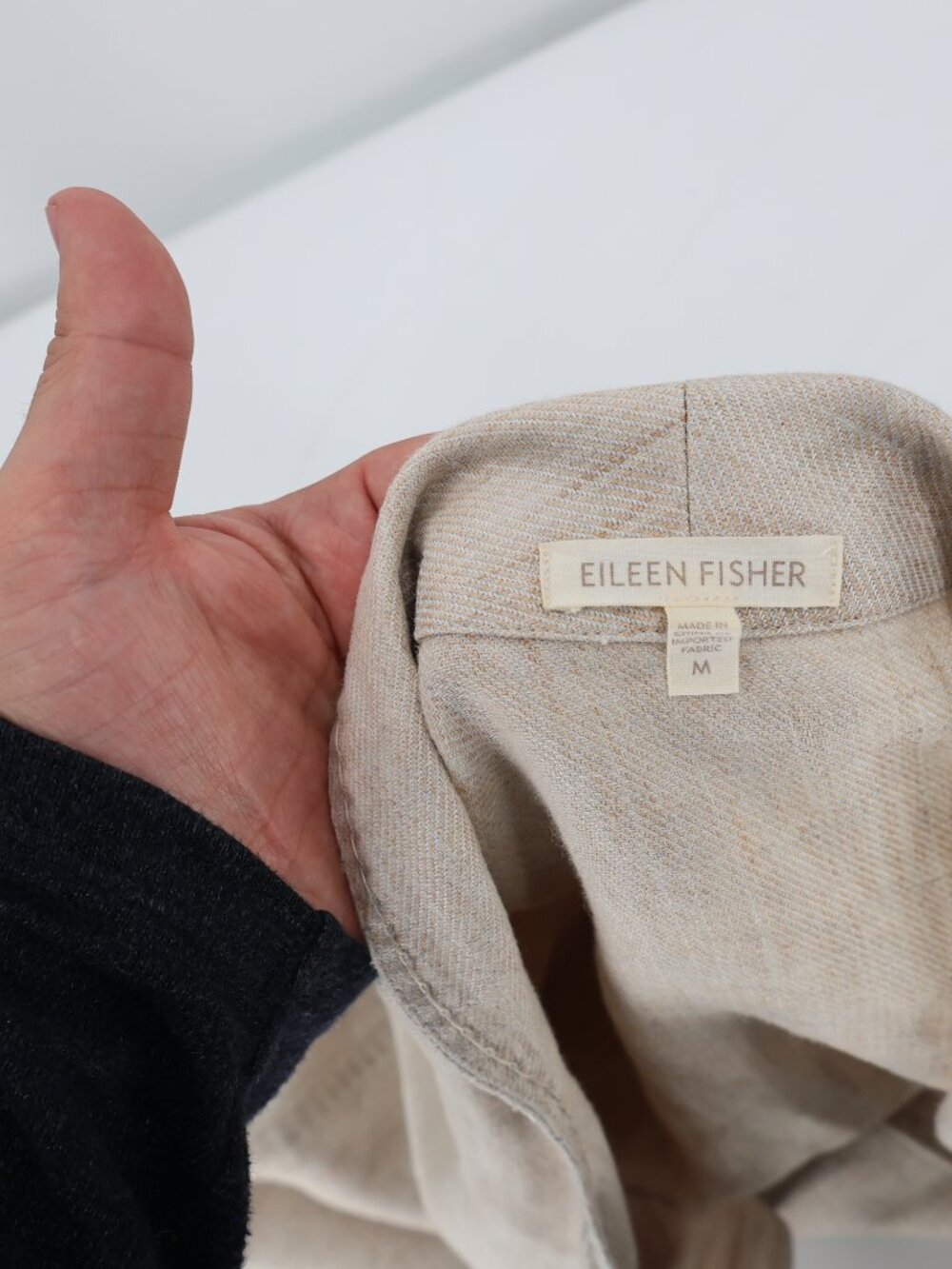 Eileen fisher Blazer Womens medium one Button Single Breasted Linen blend pocket - Picture 9 of 12